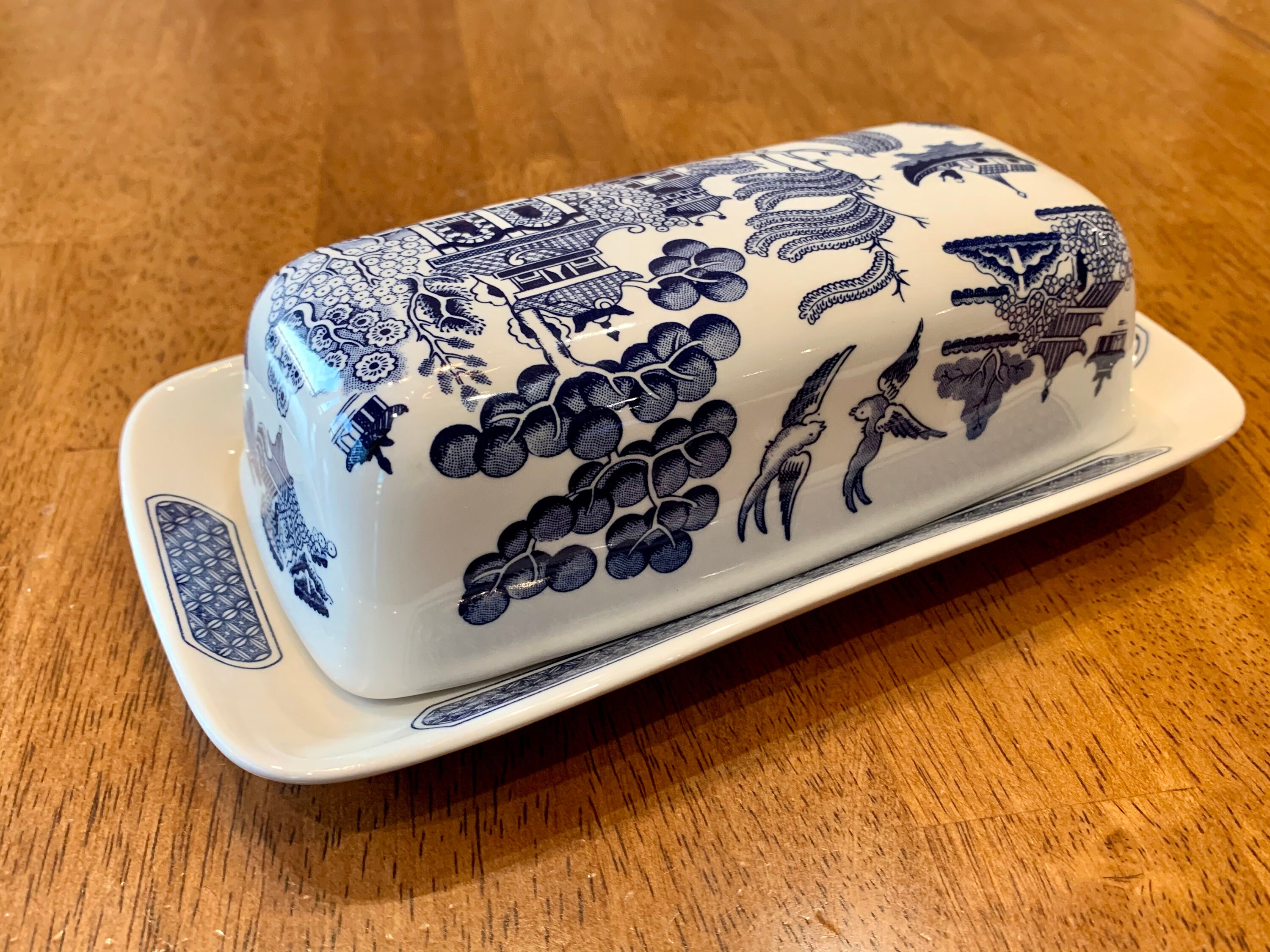 Churchill Blue Willow Butter Dish Etsy