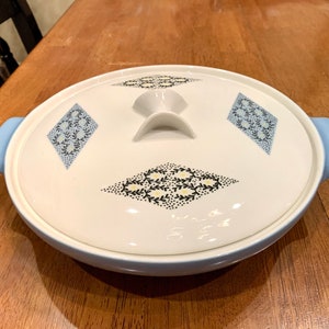 Vintage Iroquois Blue Diamond Casserole Covered Dish with Lid Ben Seibel