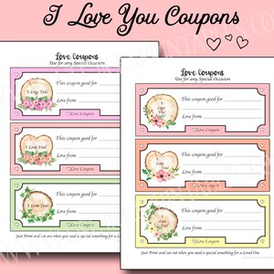 Cupons de presente I Love You | Presenteie com amor e tempo com estas lindas alternativas de vale-presente com fatias de madeira e flores | Cupons de presente IOU e DYI