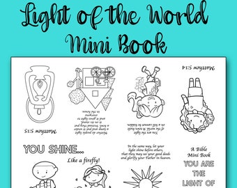 Light of the World Mini Coloring Book - Mini Zine | Matthew 5:14-16 Bible Verses | For Children all Ages | Home, VBS or Sunday School Use