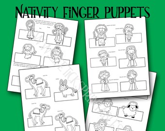 The Christmas Nativity Story Finger Puppets and Narration Coloring Pages | Huis & Kerk Zondagsschool | Maak je eigen kerststal in de Bijbel