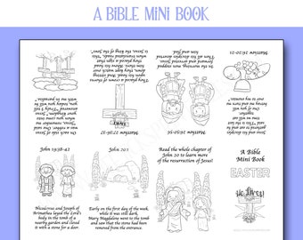 Mini libro para colorear con historias de Pascua: Actividad con pasajes bíblicos (Descarga en PDF)