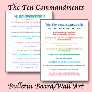 Tableau d'affichage et oeuvre d'art mural des Dix Commandements : Exode 20 imprimable (téléchargement numérique)