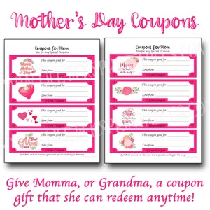 Buoni regalo per la festa della mamma / Regala tempo e amore / Perfetti per tutte le mamme e le nonne / Alternative alle carte regalo