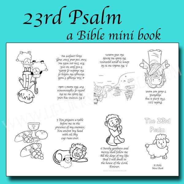 The 23rd Psalm Mini Coloring Book- Mini Zine | For Children of all ages | Use in Church Sunday School, Vacation Bible School (VBS) or Home