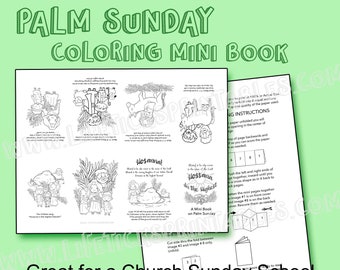 Palm Sunday Mini Coloring Book for Holy Week Sunday School | Mini Zine | A Coloring, Folding, Cutting Activity for Church or Home