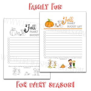 Planner Pages & Coloring Activity for All Seasons: Family Bucket Lists Journal (Instant Download)