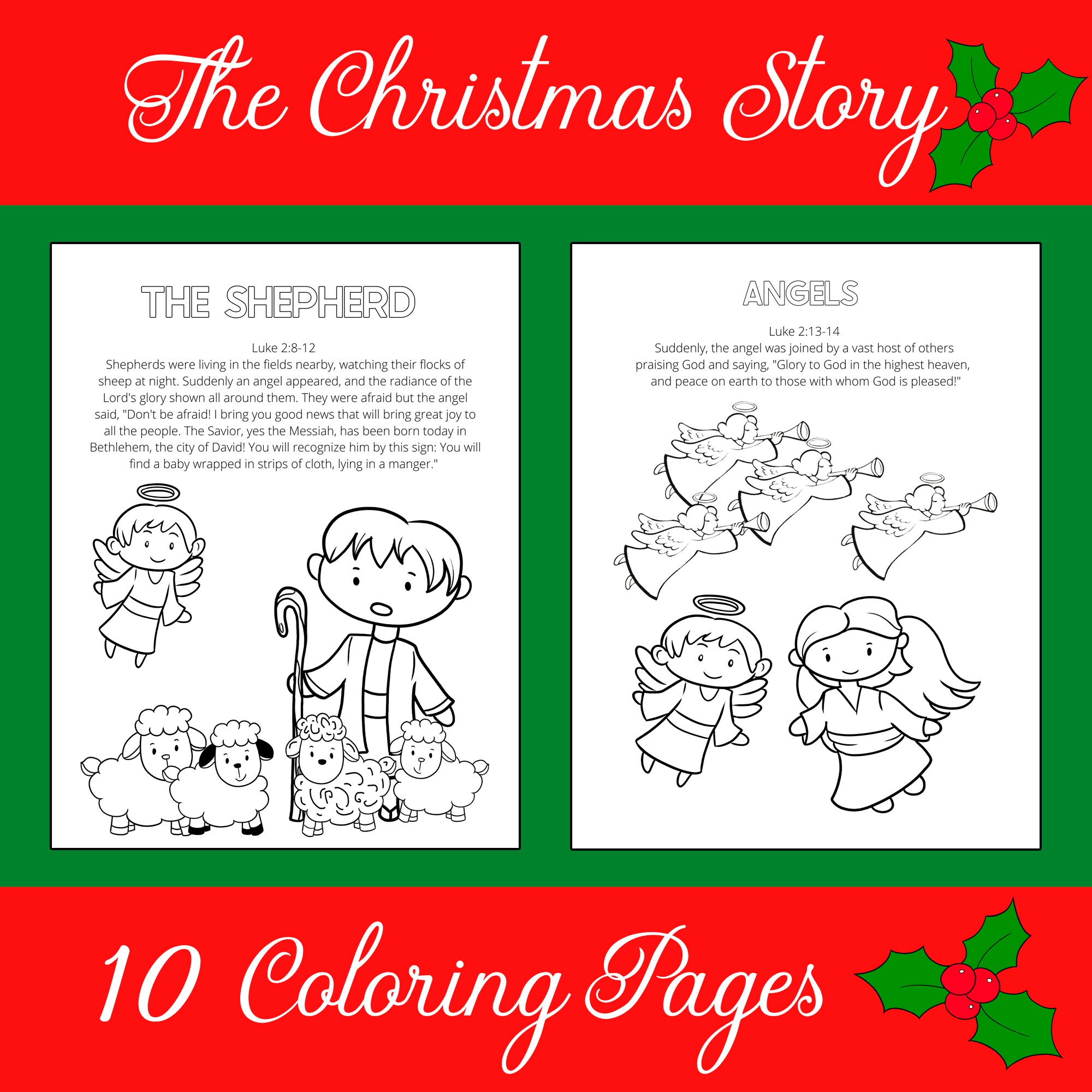 The Christmas Story Coloring Pages: Bible Verse Activity (PDF Download ...