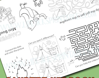 Campfire Coloring Mini Zine Craft | Fun Activity Mini Book | Fold Cut Printable for Children that Love Toasting Marshmallows on CampFire