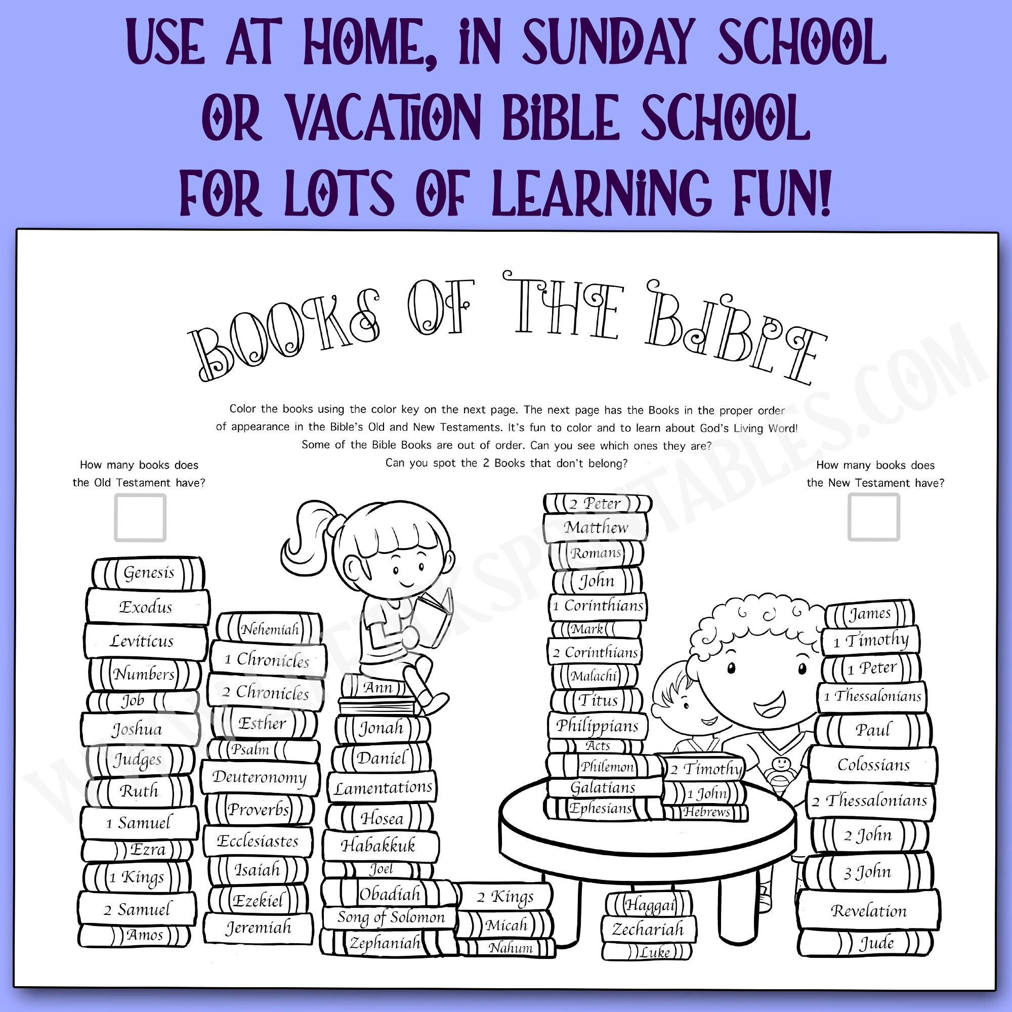 KJV Books of the Bible Coloring Activity Page | A Bible Learning ...