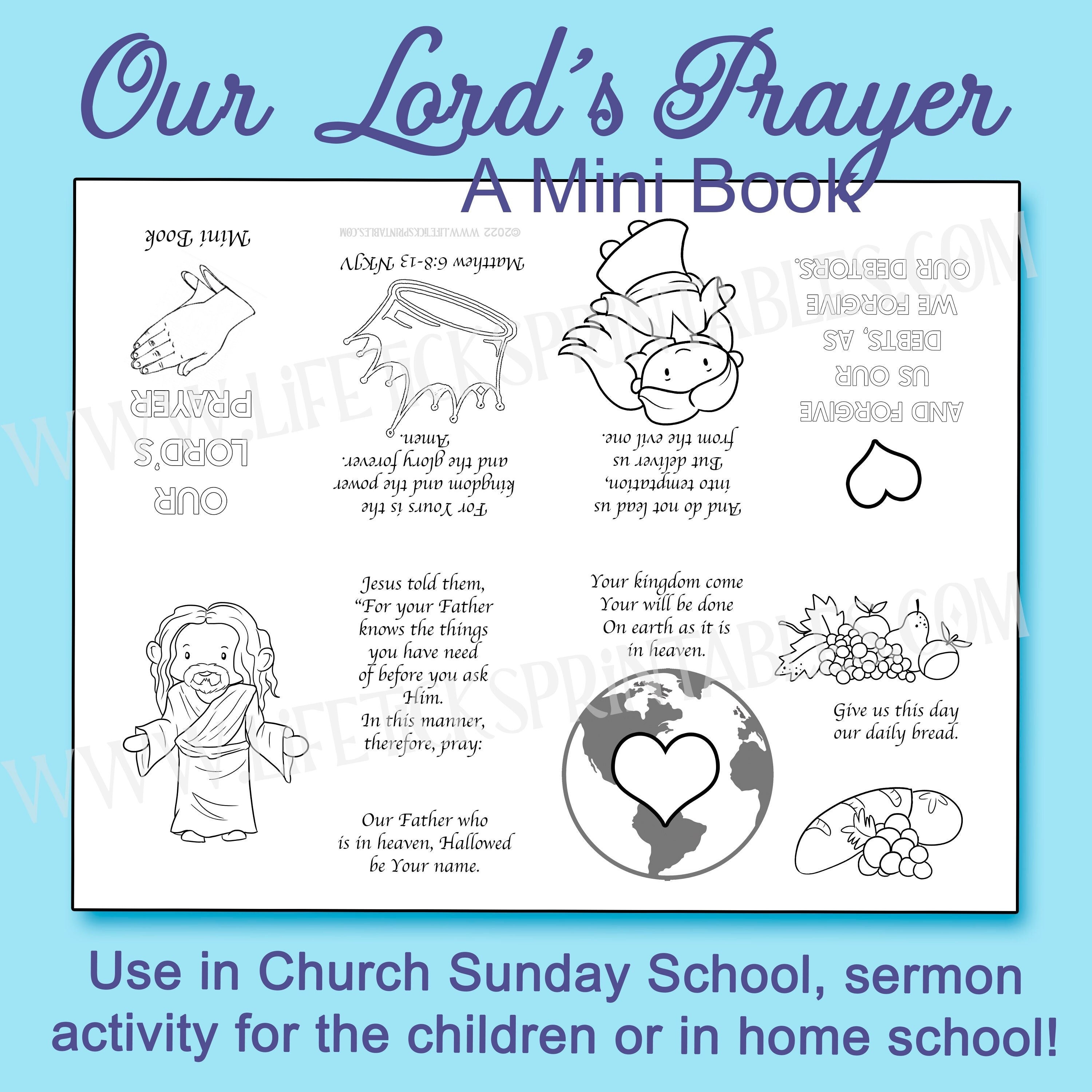 The Lord's Prayer Mini Coloring Book- Mini Zine | for Children of All Ages | Use in Church ...
