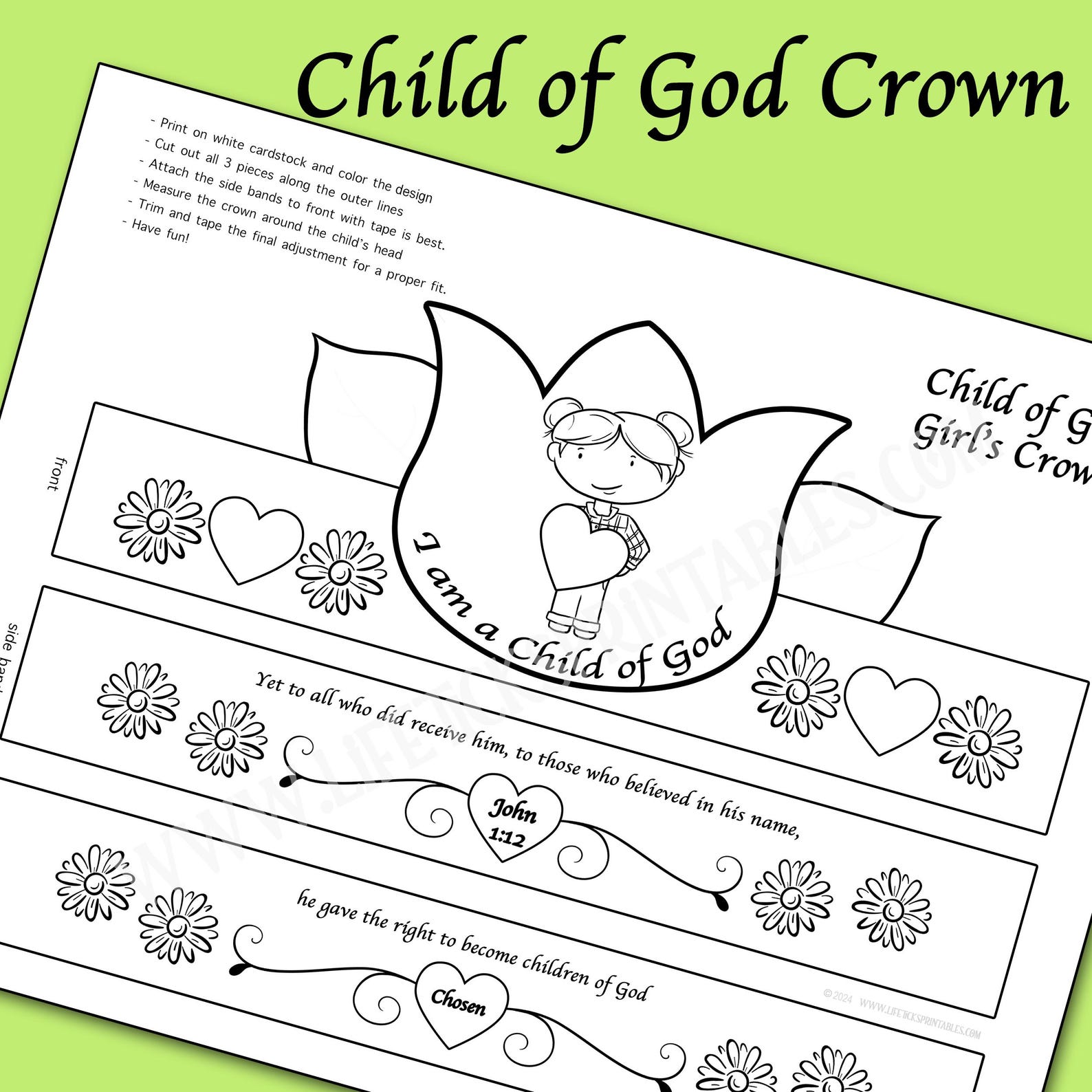 Child of God Crown Craft: Bible Memory Verse Sunday School Activity ...