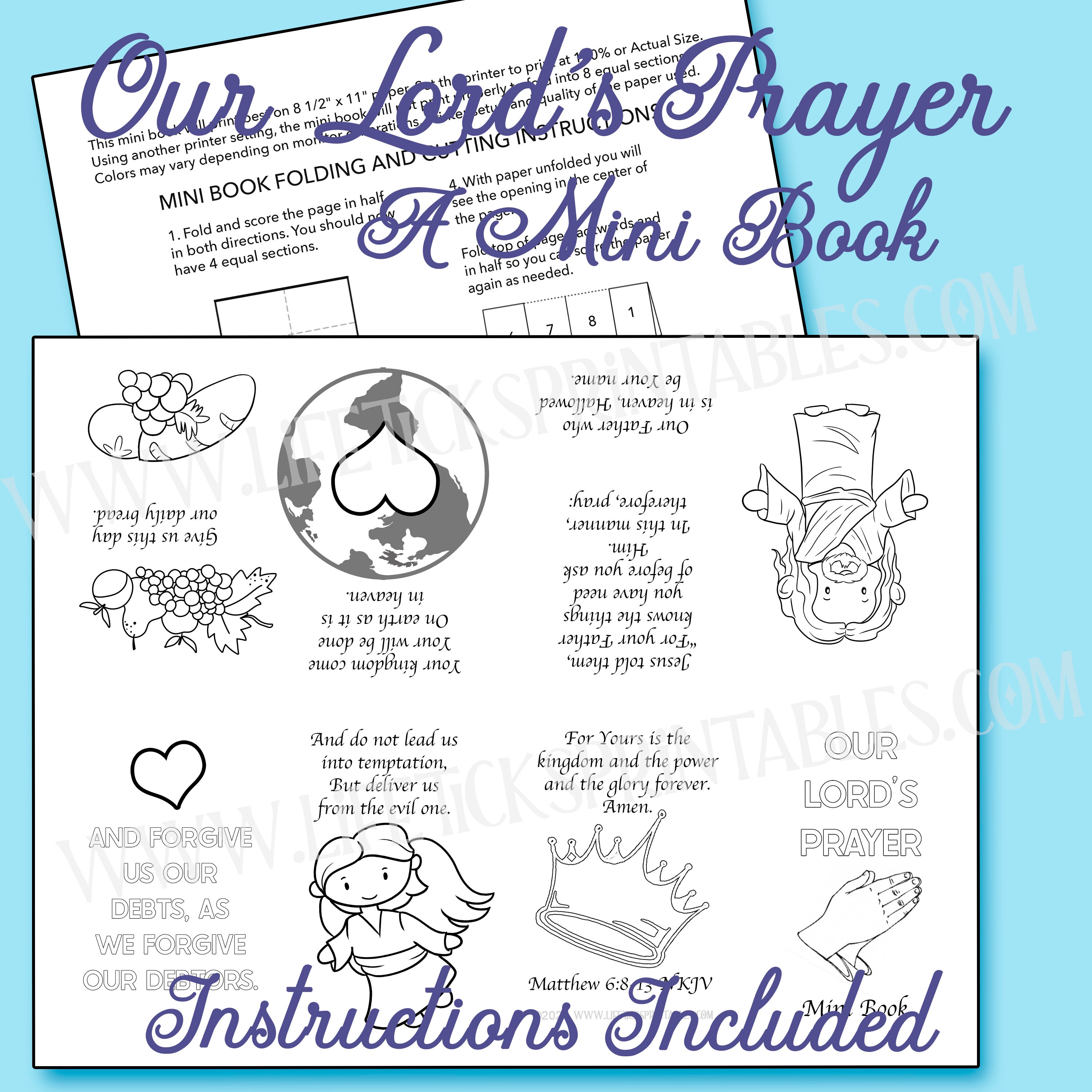 The Lord's Prayer Mini Coloring Book Mini Zine for Children of All Ages Use in Church Sunday ...