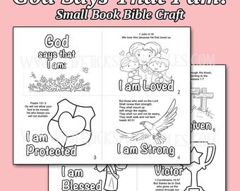 Dios dice que soy: Pequeño libro para colorear y manualidad con versículos bíblicos (Descarga PDF)