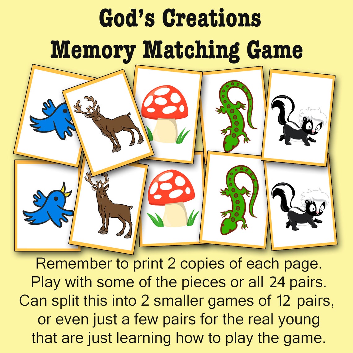 God's Creations Memory Matching Game: Printable With Instructions (PDF ...