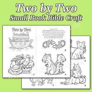 Noah&#39;s Ark Animals Went Two by Two Small Book Craft | Old Testament Coloring Creation | Christian Home, Church, VBS, Sunday School Activity