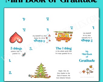 Gratitude Mini Book - Mini Zine | Easy Craft Doubles as Thanksgiving Teaching Aide | For all Ages | Home or Church Sunday School Use