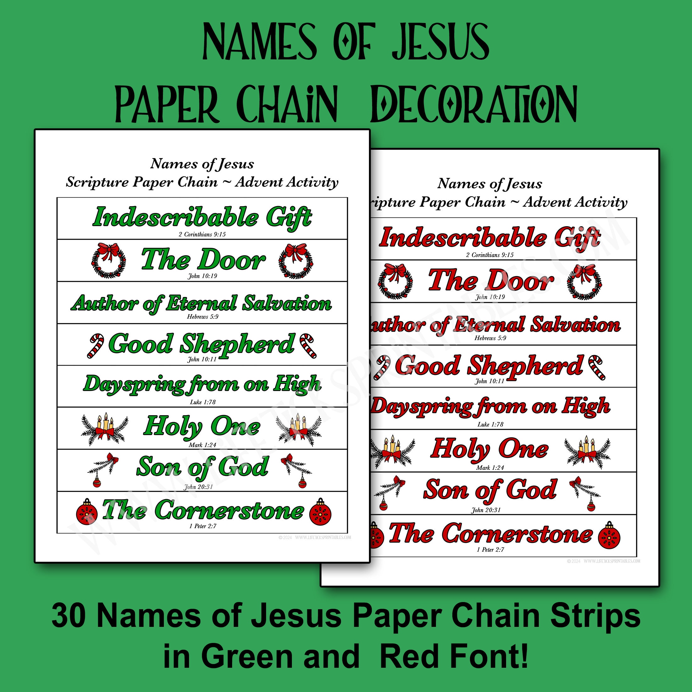 The Names of Jesus Paper Chain Activity: Christmas Decoration Craft ...