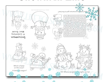 Snowman Mini Zine Craft | Mini Book Activity Includes Fun Pictures to Color and A Maze | Fold & Cut Instructions Included | Home or School