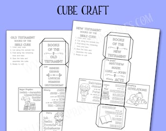 Books of The Bible Coloring Cube Craft: Old and New Testament Activity (PDF)