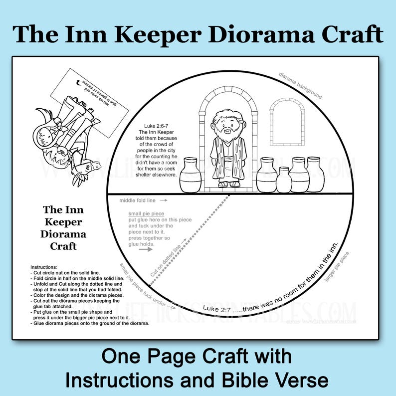 The Inn Keeper Diorama Craft: Christmas Verse Coloring Activity (PDF ...
