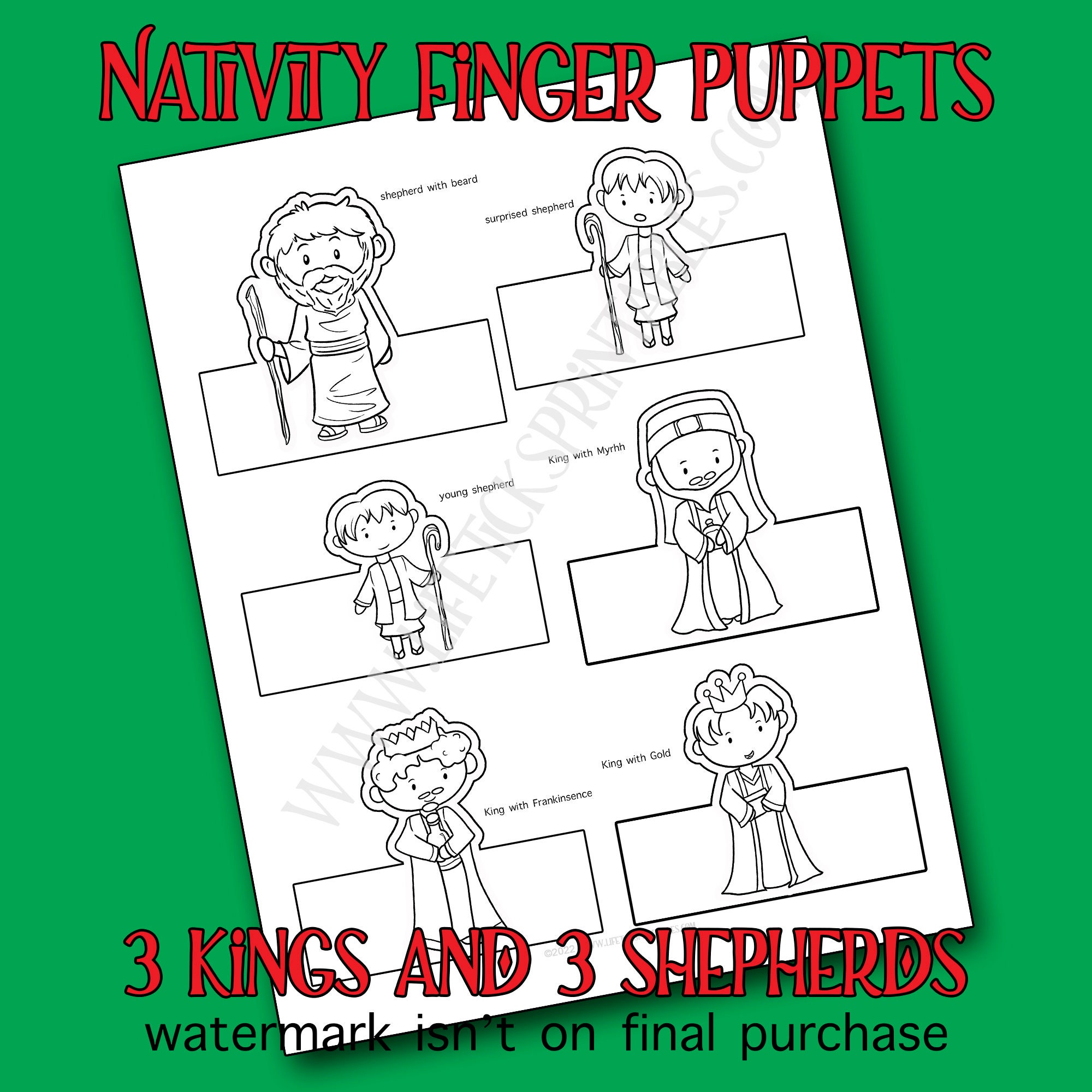 The Christmas Nativity Story Finger Puppets and Narration Coloring ...