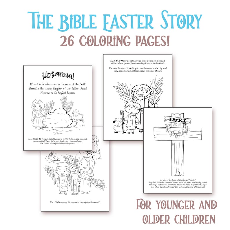 Palm Sunday & Easter Bible Story Coloring Pages Scripture - Etsy