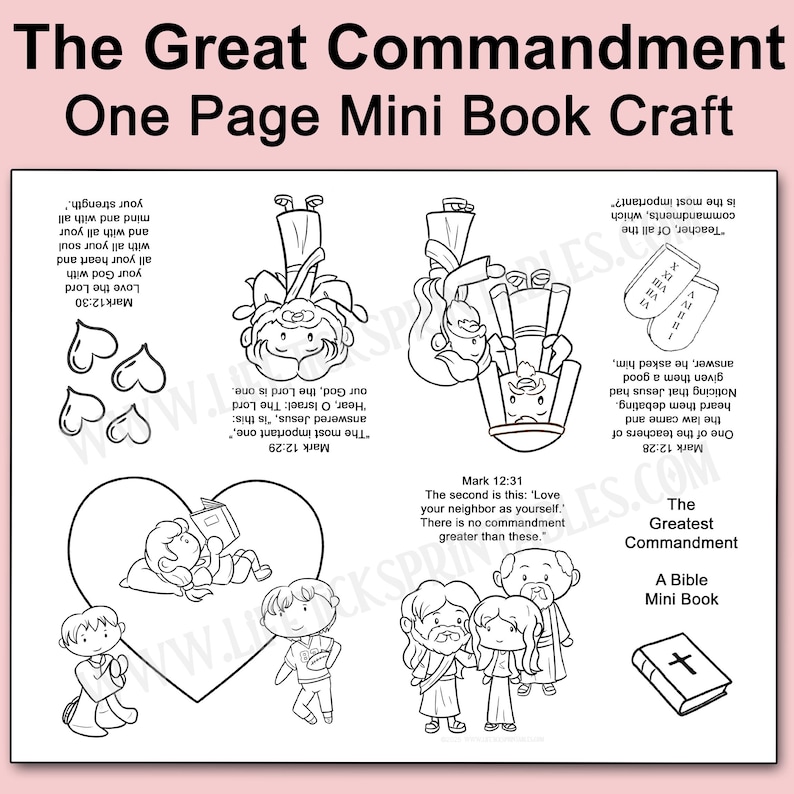 Jesus & His Commandments Mini Coloring Book: Sunday School Bible Memory ...