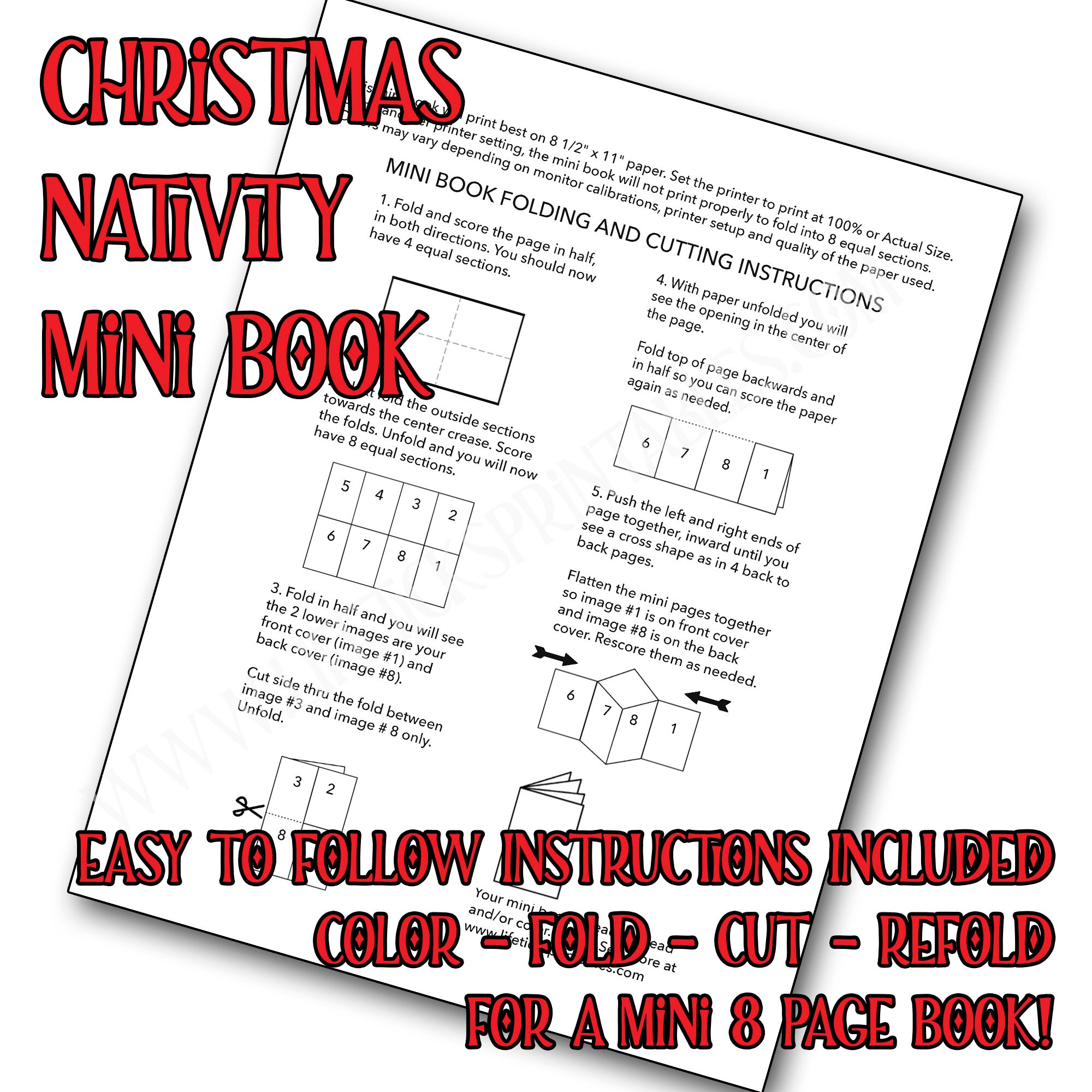 The Christmas Nativity Story Coloring Mini Book - Mini Zine | Bible ...