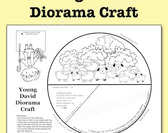 Junger Hirte David Diorama Craft: Bibel Memory Vers Färbung Aktivität (PDF-Download)