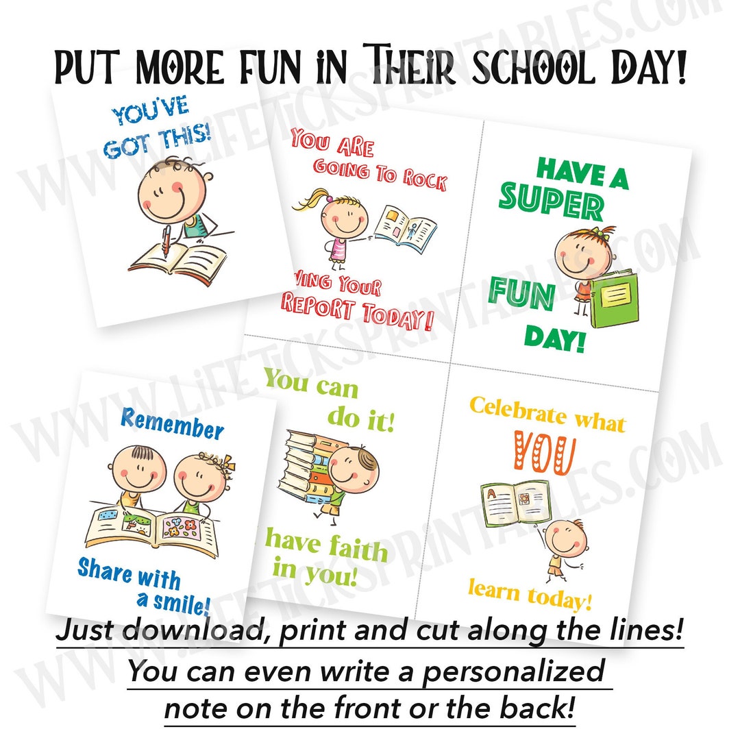 Lunch Box Notes for Kids: 48 Printable Encouragement Cards (PDF ...