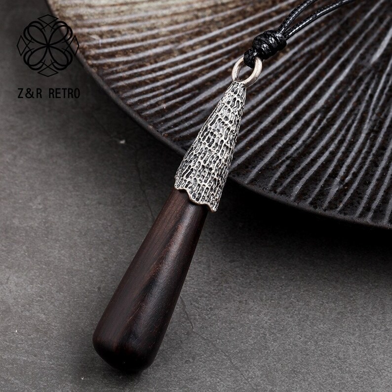Retro-Style Pendants Necklaces for Female Vintage Wooden Handmade Sandalwood Necklaces Sweater Rope Chain Women Christmas gift AnwarDZ