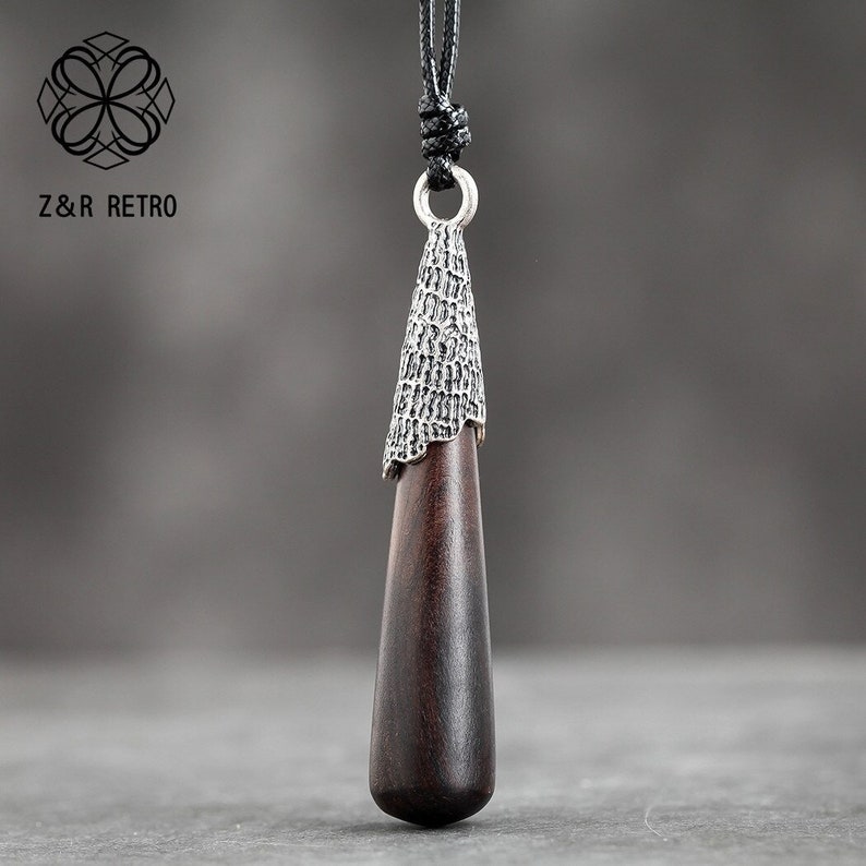 Retro-Style Pendants Necklaces for Female Vintage Wooden Handmade Sandalwood Necklaces Sweater Rope Chain Women Christmas gift AnwarDZ