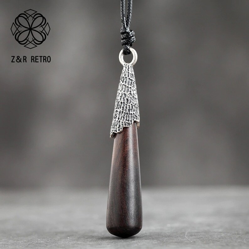 Retro-Style Pendants Necklaces for Female Vintage Wooden Handmade Sandalwood Necklaces Sweater Rope Chain Women Christmas gift AnwarDZ