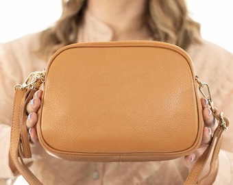 Rindway Women's Genuine Leather Shoulder Bag with Triple Compartment