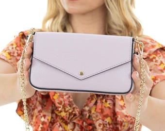 Rindway Women's Genuine Leather Handbag Clutch with Shoulder Strap