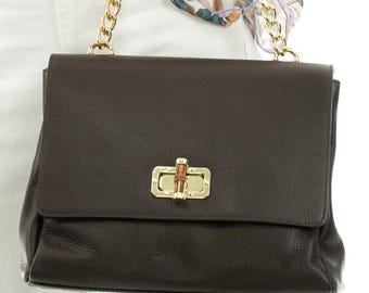 Rindway Women's Genuine Leather Chain Shoulder Handbag