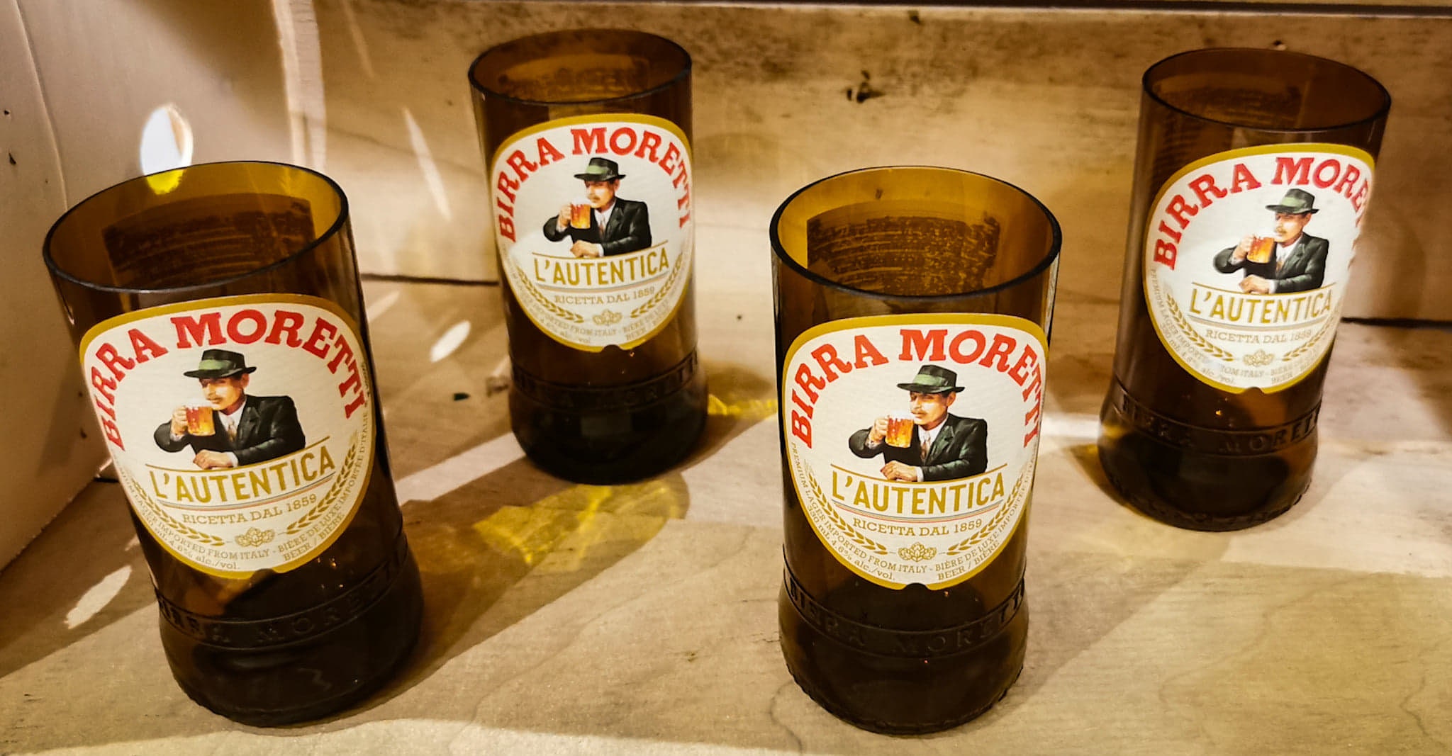 Birra Moretti Drinking Glasses Beer Bottles Upcycled to Etsy Canada