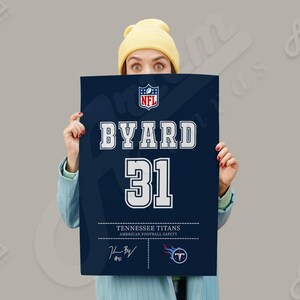 Kevin Byard Jersey Art American Football Poster, Canvas Wall Art, Tennessee Titans NFL Wall Art, Man Cave, Kids Decor, Wall Decor, Sports