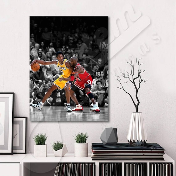 Michael Jordan Vs Kobe Bryant Canvas Wall Art Basketball Legends