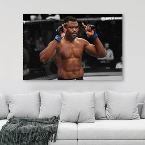 Francis Ngannou Poster, Man Cave, Kids Decor, MMA & UFC Wall Decor, Sports Canvas Frame, Ready To Hang