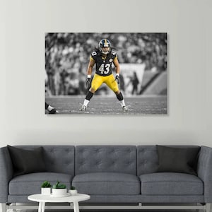 Troy Polamalu, Pittsburgh Steelers, Poster, Man Cave, Kids Decor, Wall Decor, Sports Canvas Frame, Ready To Hang