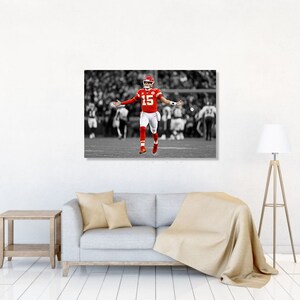 Patrick Mahomes, Kansas City Chiefs, Poster, Man Cave, Kids Decor, Wall Decor, Sports Canvas Frame, Ready To Hang