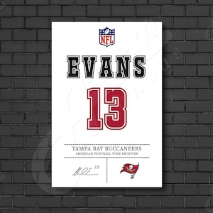 Mike Evans Jersey Art American Football Poster, Canvas Wall Art, Tampa Bay Buccaneers NFL Wall Art, Man Cave, Kids Decor, Wall Decor, Sports