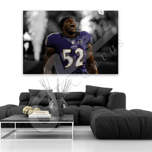 Ray Lewis, Baltimore Ravens, Poster, Man Cave, Kids Decor, Wall Decor, Sports Canvas Frame, Ready To Hang