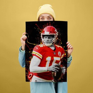 Patrick Mahomes Poster, Football Prints, Kids Gift, Home Decor, Gym, Nfl Print, Splash Art, Man Cave Decoration, Game Room, Sports Wall Art