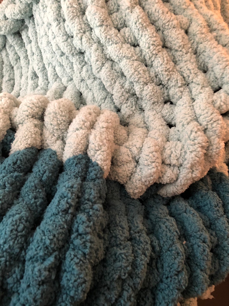 X Large Chunky Fuzzy Hand Knit Blanket Etsy