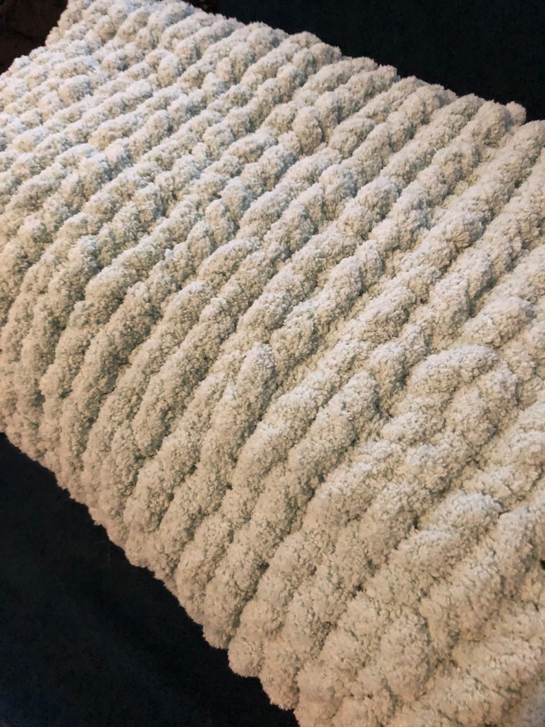 Chunky Fuzzy Hand Knit Chenille Throw Blanket Lapghan/throw Etsy