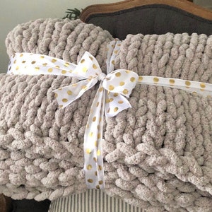 chunky knit blanket, fuzzy, soft, hand knit chenille blanket Lapghan/Throw ( available in a variety of colors)