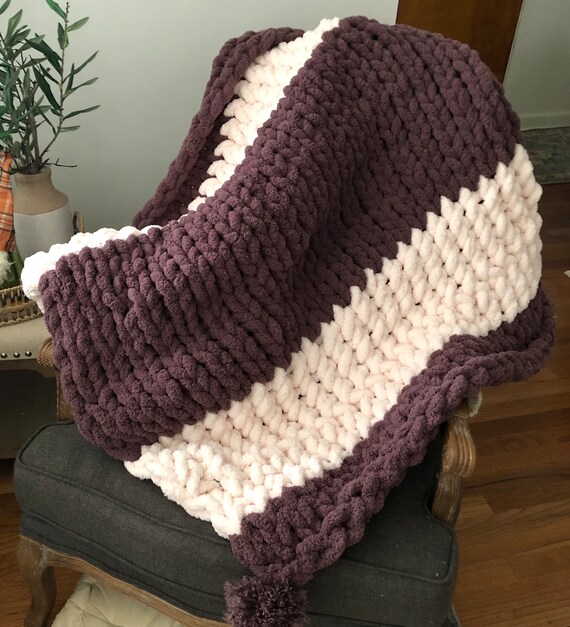 Couverture en trcot chunky couverture de lane mérnos | Etsy